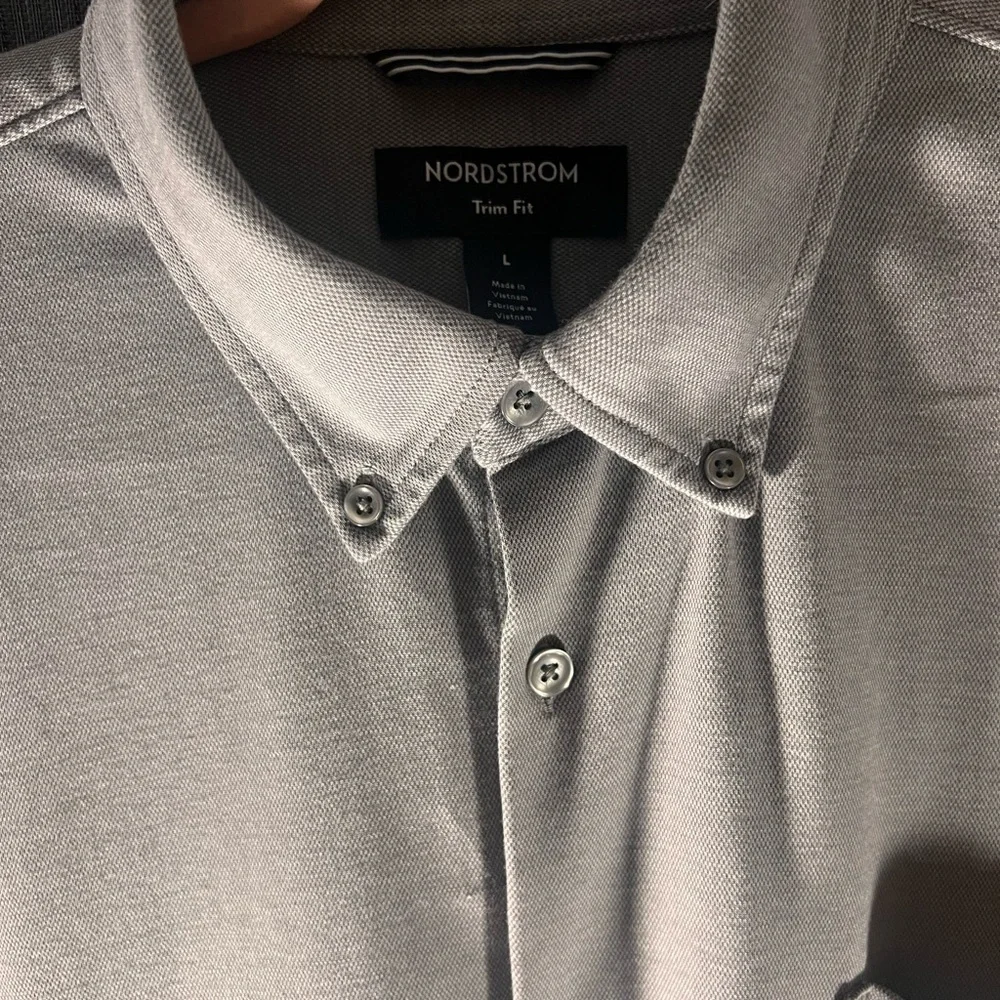 Nordstrom Men's Charcoal Button Down stretch comfy fit Shirt Size large - Picture 4 of 6
